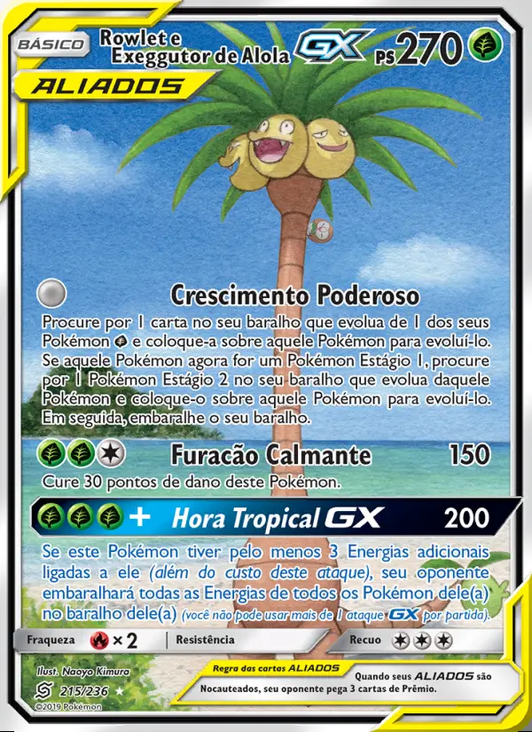 Image of the card Rowlet e Exeggutor de Alola GX
