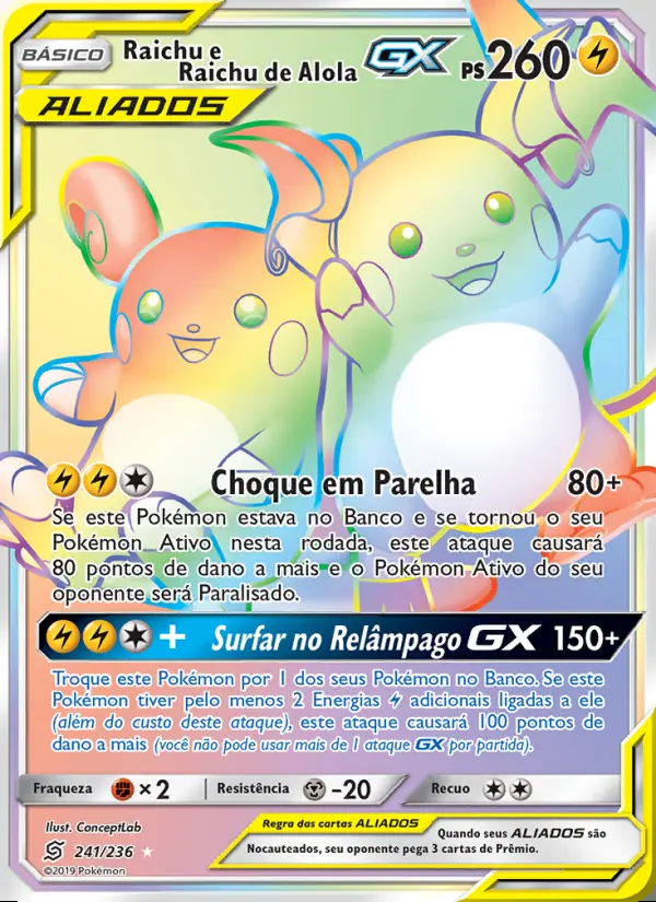 Image of the card Raichu e Raichu de Alola GX